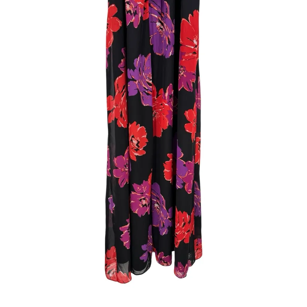 SLNY SL Fashions Halter Mixed Media Maxi Dress size 14 Floral Belted - Image 9