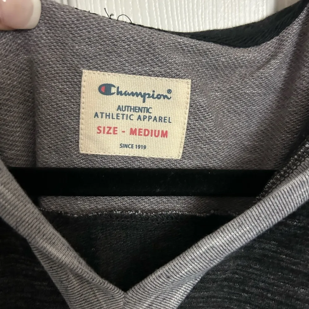 Champion Charcoal and Light Gray Short-Sleeve Hoodie Slouchy Comfy Soft NWT M - Image 2