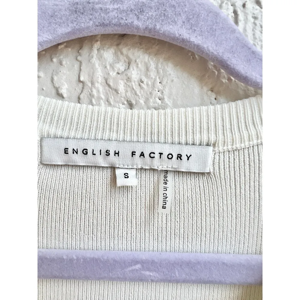 NWOT English Factory Short Sleeve Ruffle Lace Up Stripe Mini Dress White Women S - Image 5