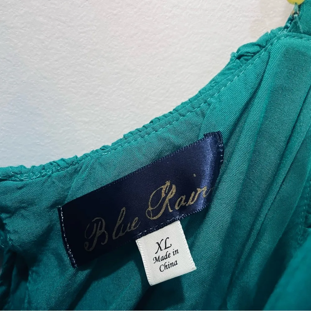 Blue Rain boutique green dress with colored pom pom trim size XL - Image 9