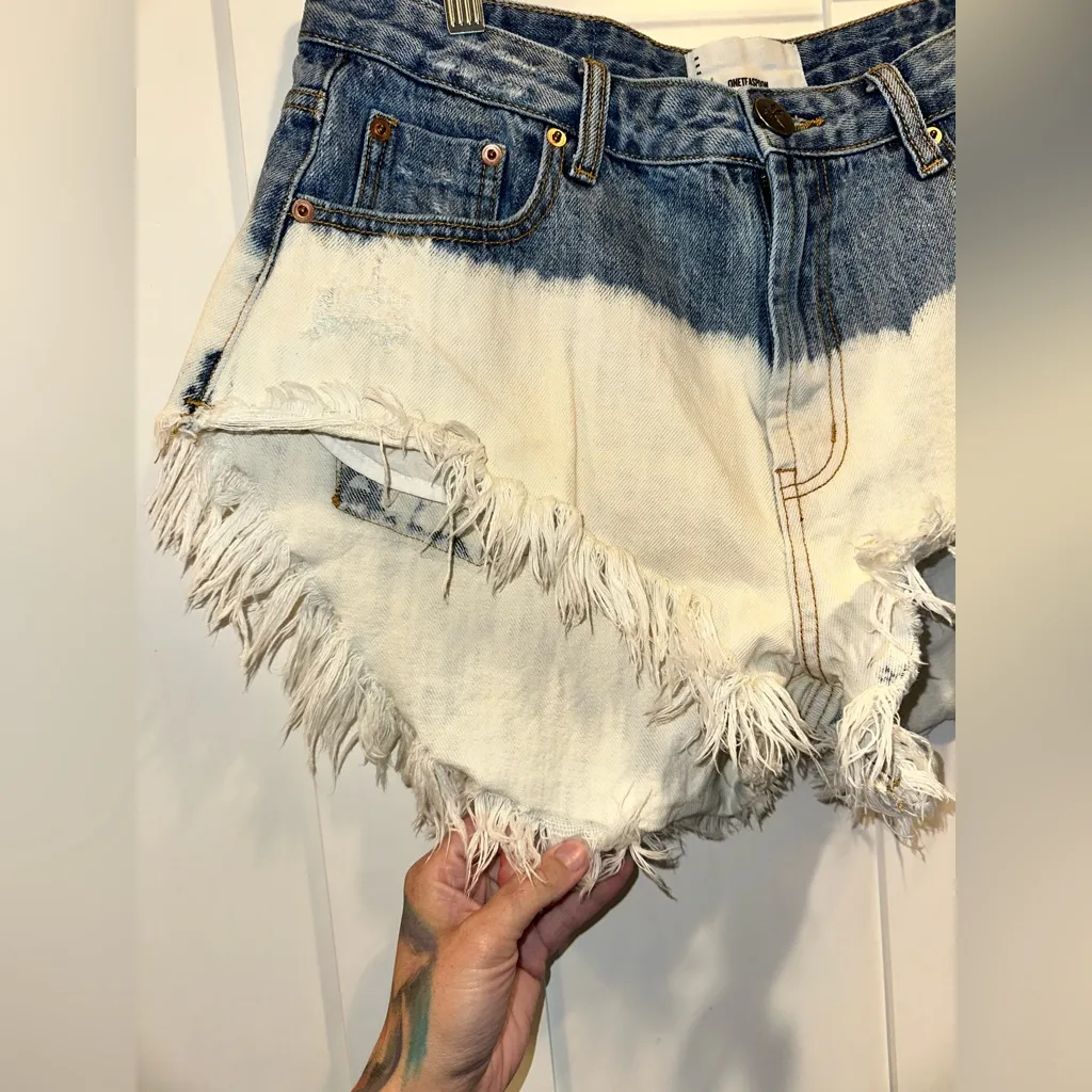 One Teaspoon Outlaws Low Waist Mid Length Denim Shorts - Hollywood - Image 5