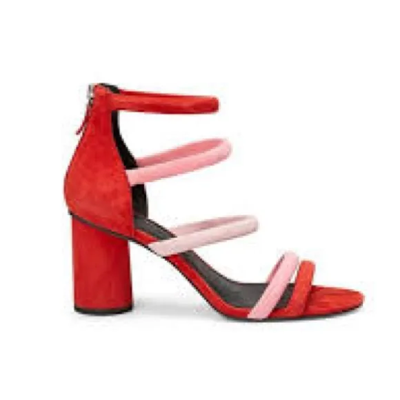 Rebecca Minkoff Red and Pink Strappy Sandals Colorful Statement Heels Size 8 - Image 11