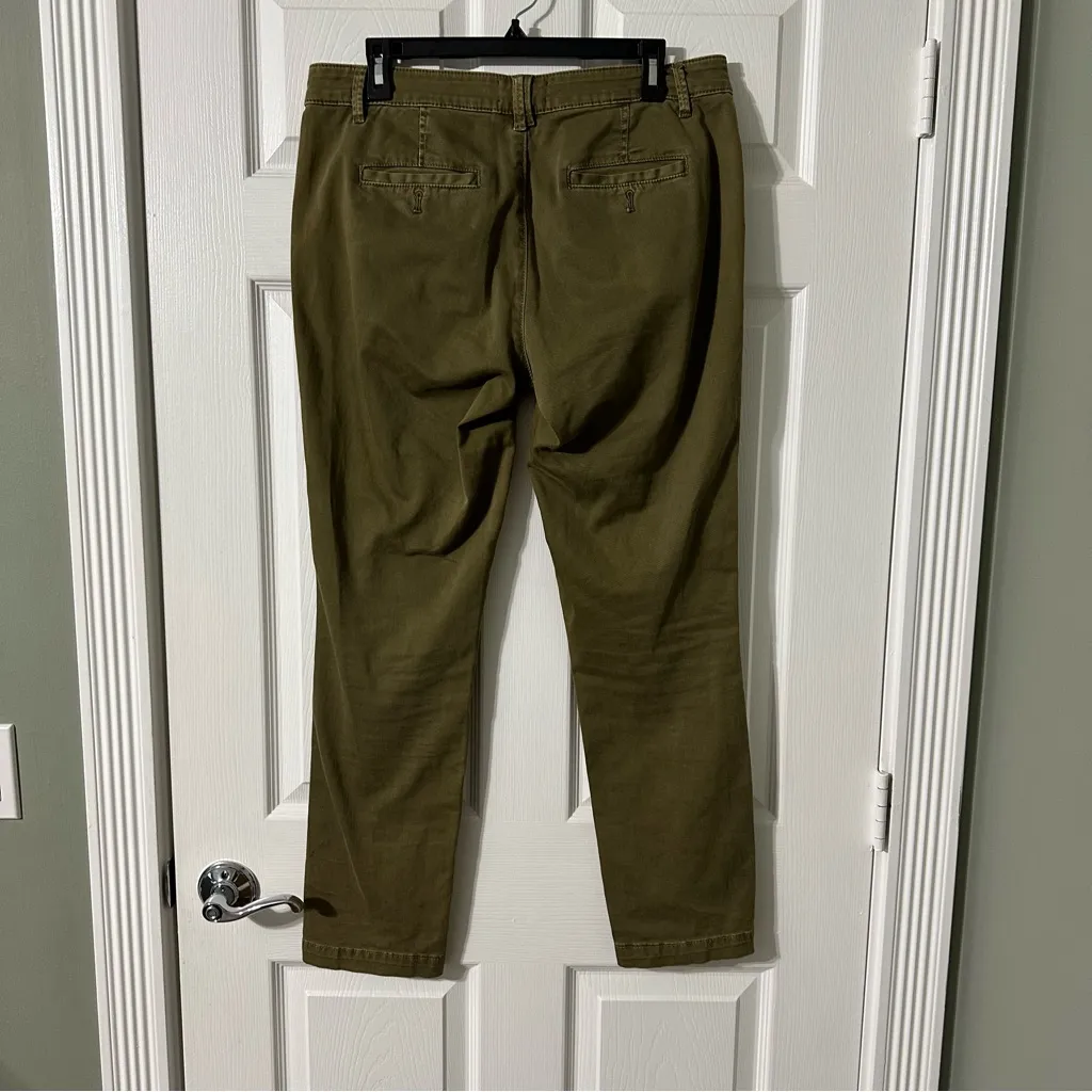 Anthropologie Army Olive Green Relaxed Tuxedo Striped Chino Pants Size 29‎ - Image 8