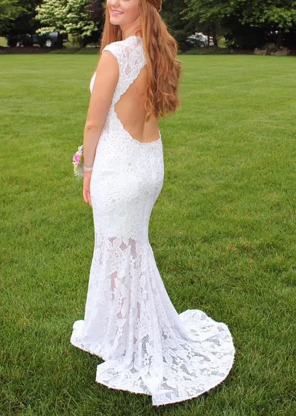White Lace Gown / Prom Dress - Image 4