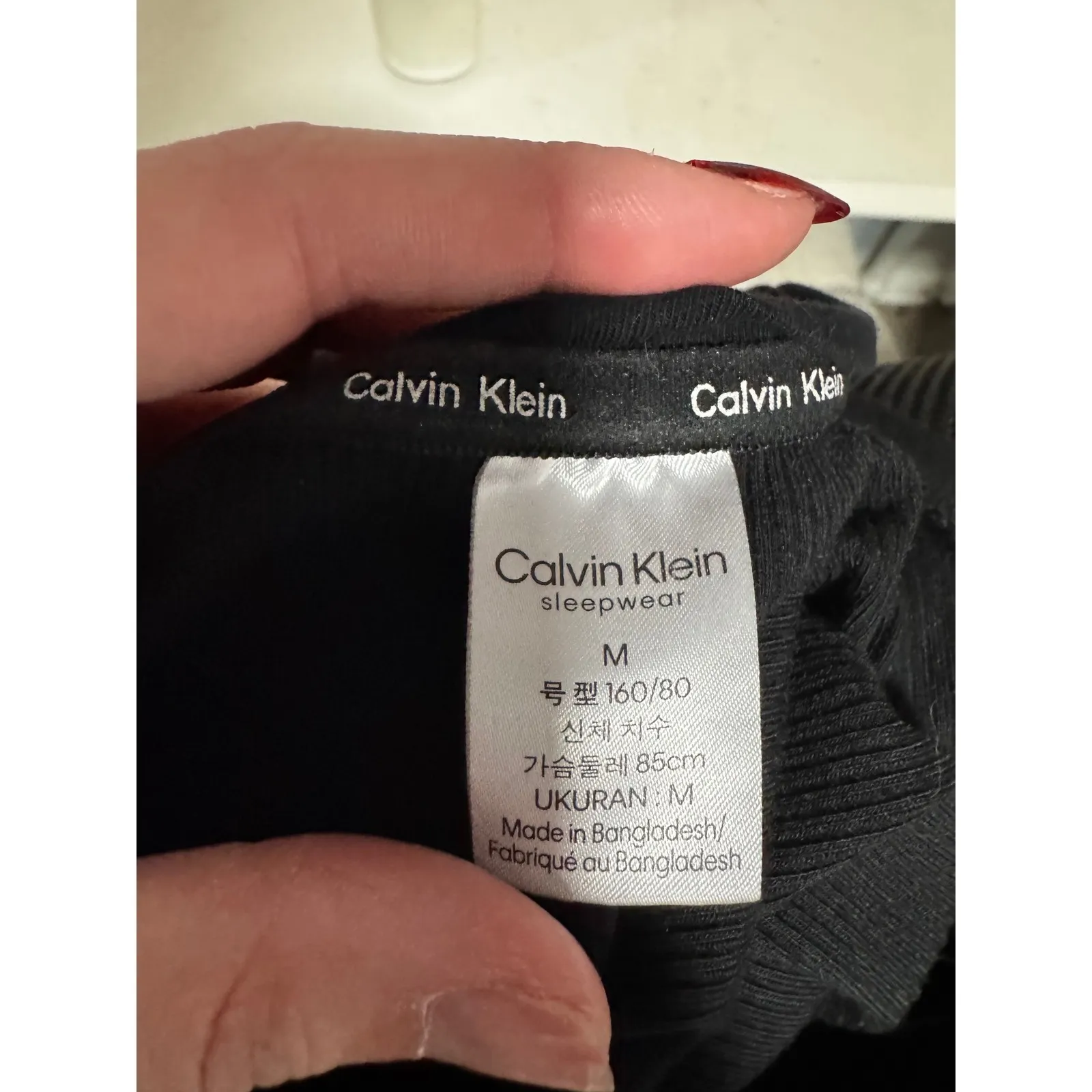 Calvin Klein Black Ribbed Long Sleeve Henley Shirt Women's Size Medium Sleepwear - Image 3