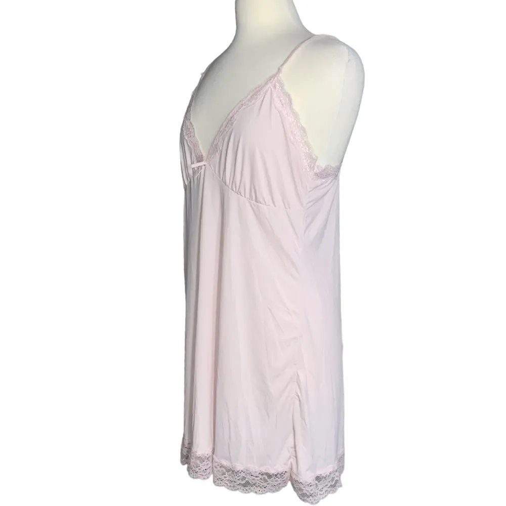 Red Tag Light Pink Women’s Chemise Adjustable Straps Lace Trim 18 Size 1X - Image 3