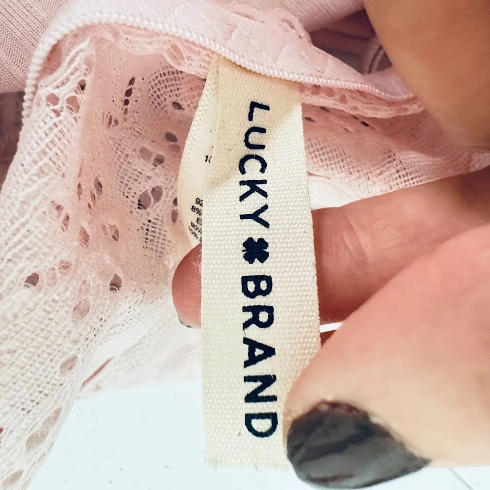 Lucky Brand Pink Wireless Bra Bralette Padded Pullover Lace Size Medium - Image 4