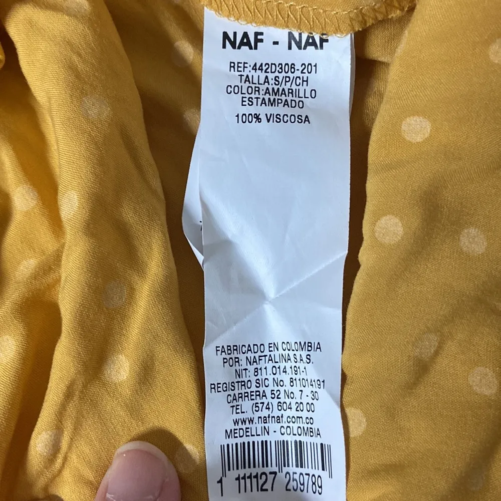 Imperfect NWT NAF NAF Paris skirt yellow maxi skirt rope tassel belt polka dot - Image 12