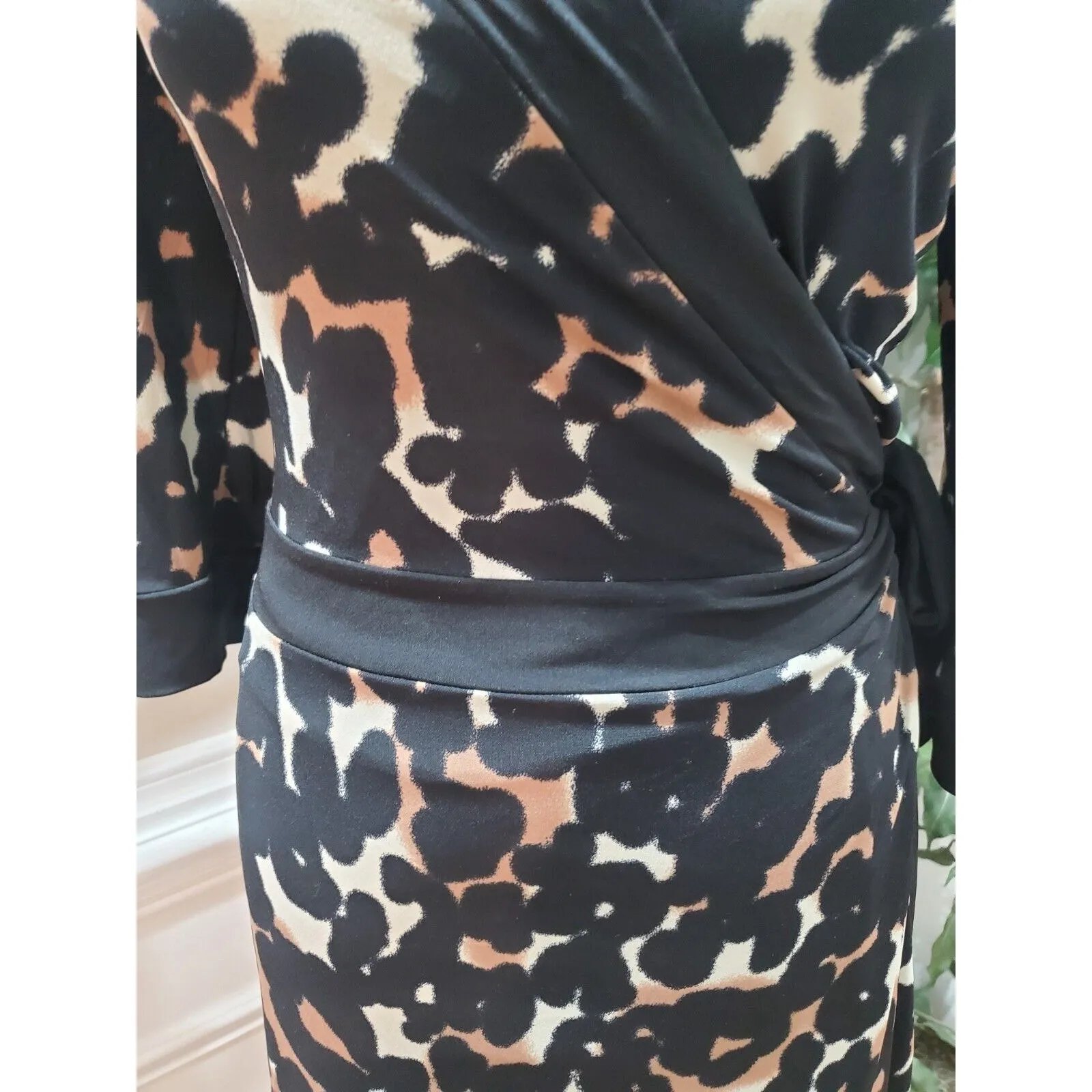 Alfani Womens Multicolor Polyester V Neck Long Sleeve Knee Length Wrap Dress M - Image 3