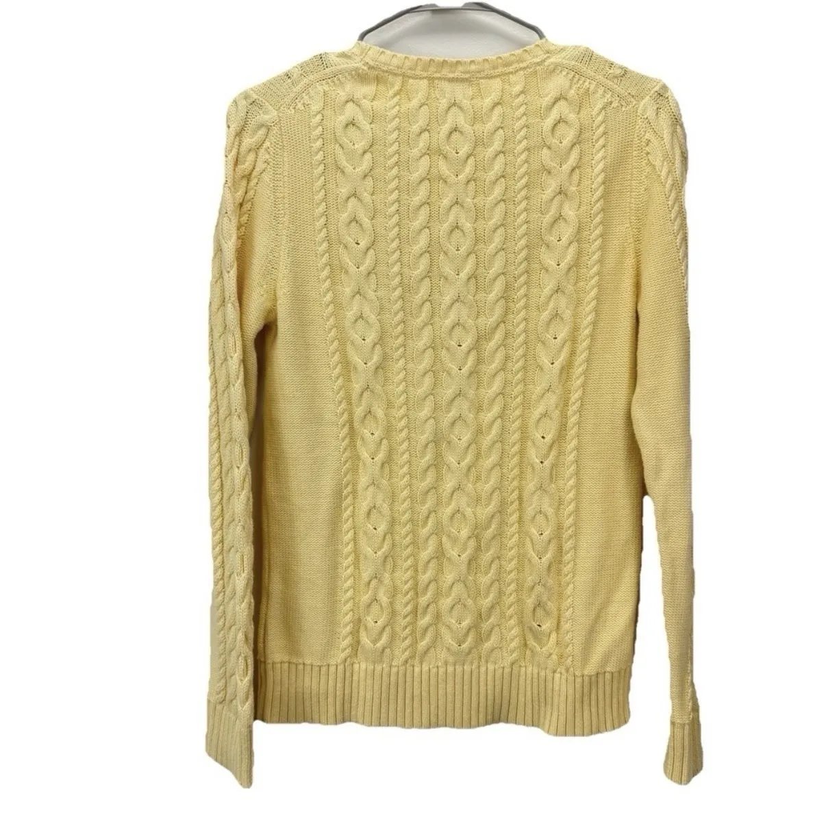 LL Bean Yellow Double L Mixed Cable Crew Neck Pullover Sweater Size XL - Image 7