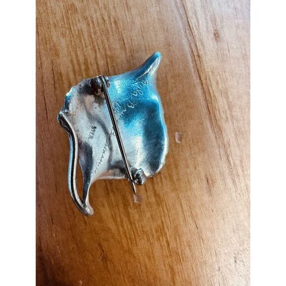 Vintage 1986 Paula Bruno Bachmann‎ Sterling Silver Frog Frog Prince On Leaf Pin - Image 8