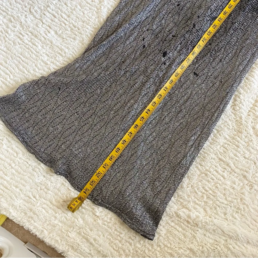 Cache Silver Metallic Beaded Embellished Evening Gown Maxi Dress 0 XS Y2K - Image 15