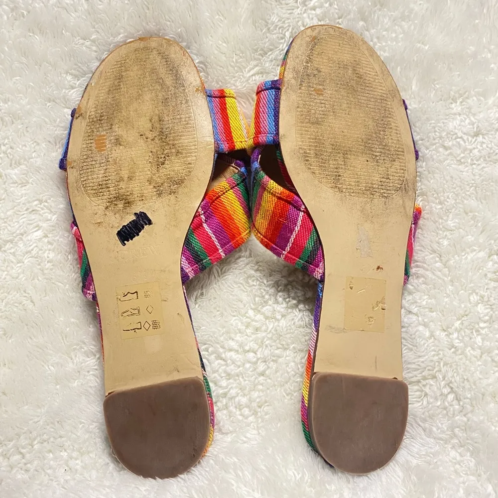 J. CREW MULTISTRIPE RAINBOW CORA CRISSCROSS SANDALS FLATS Size 6 1/2 - Image 9
