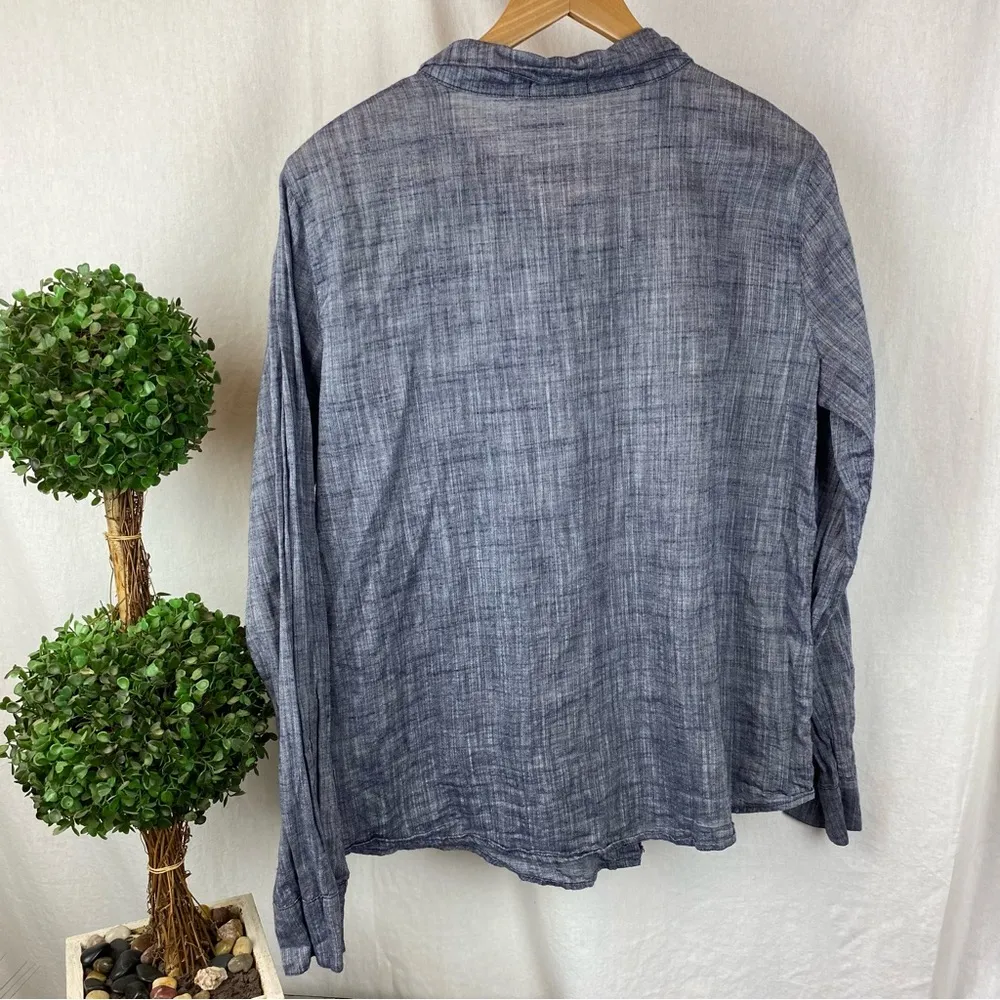 CP Shades Gray Button Down Long Sleeve 100% Cotton Blouse Top L - Image 2
