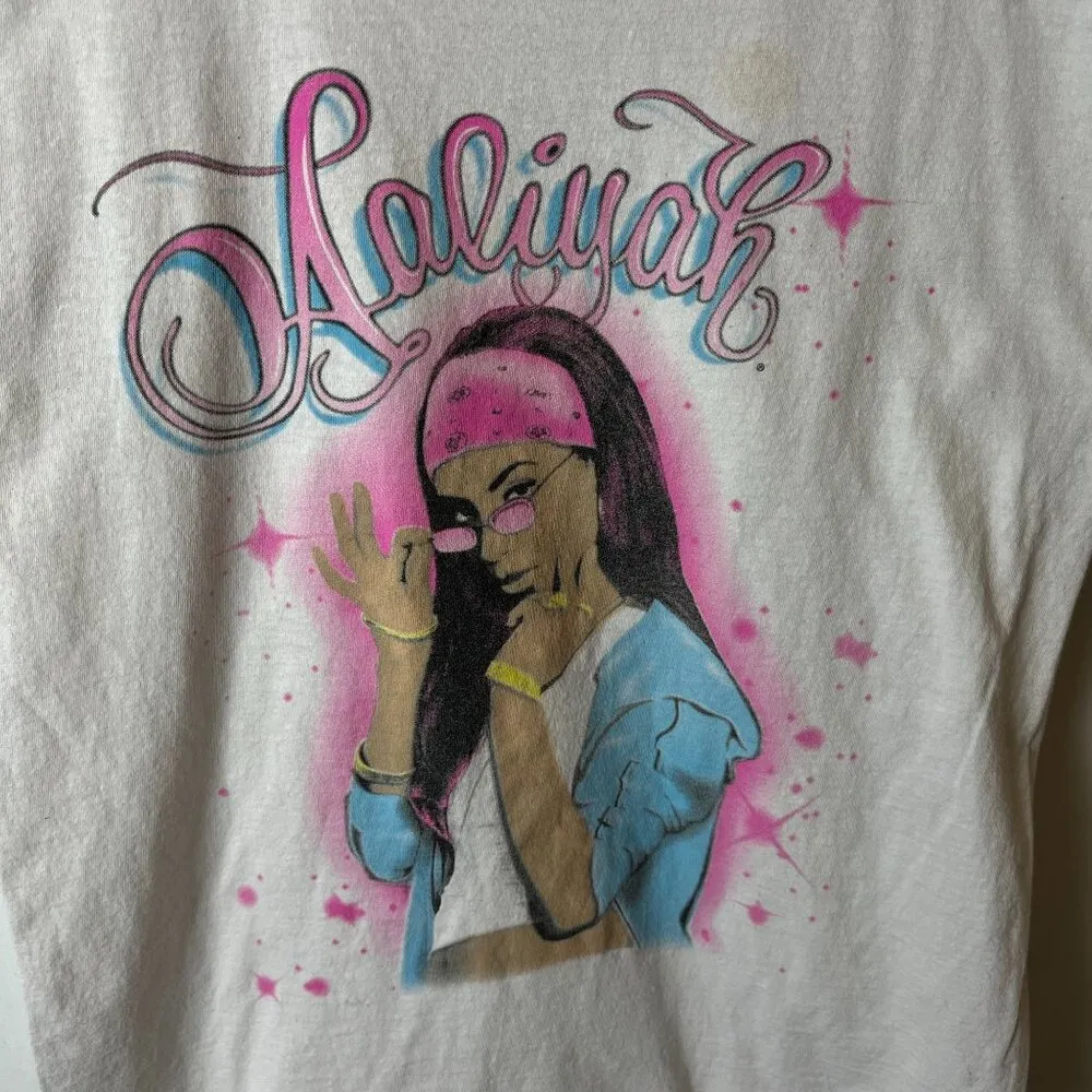Aaliyah Rap Tee T Shirt Small S White Womens Graphic - Image 14