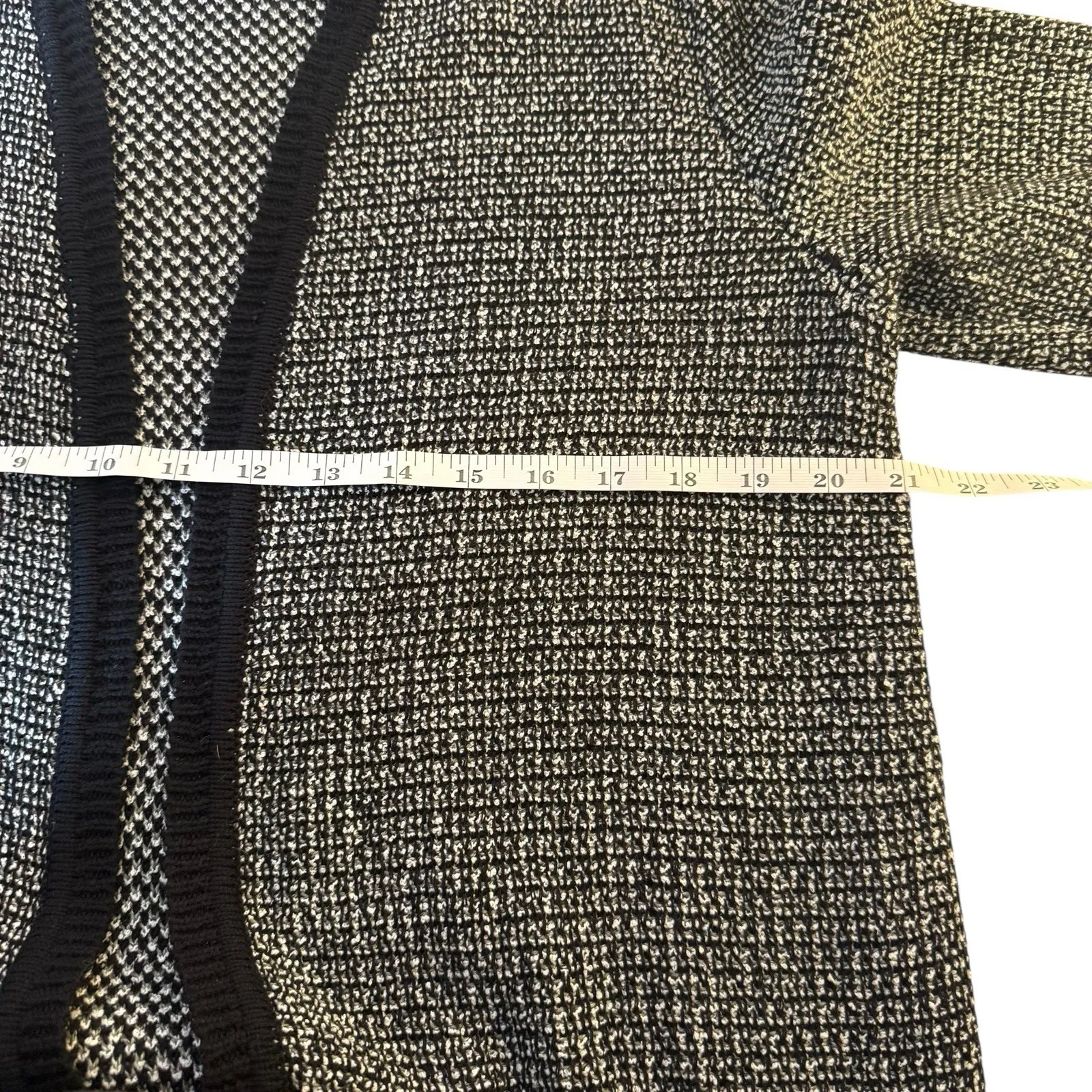 J Jill Wearever Black White Sweater Knit Cardigan Duster Medium Minimalist Work - Image 8