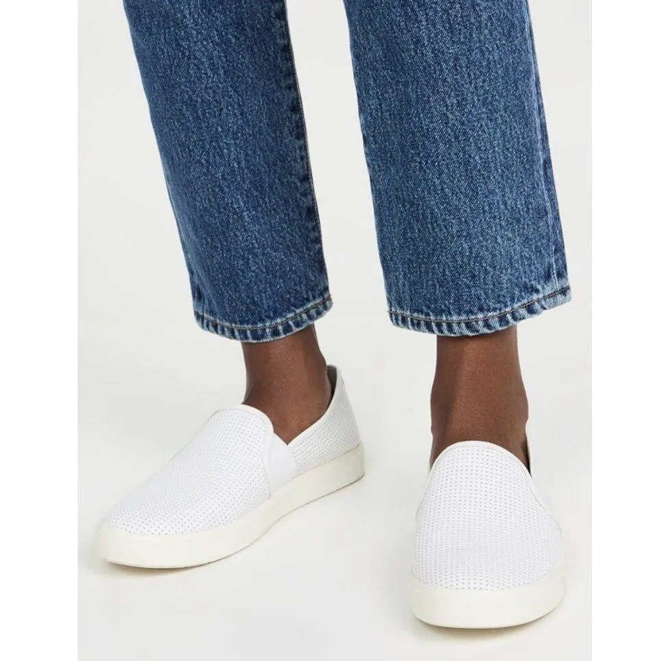 Vince Blair Perforated Leather Slip On Sneaker White Women's US 9 / 39 - Image 2