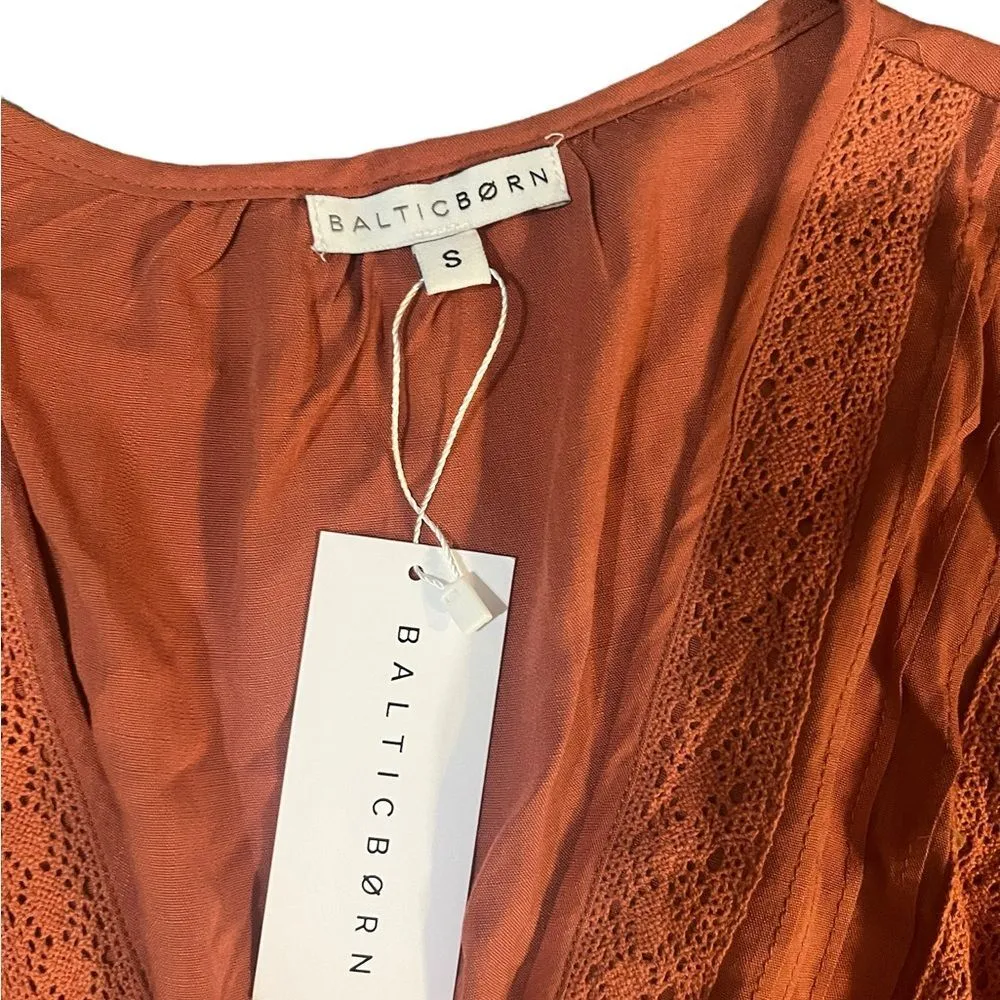 NWT Baltic Born Amelia Boho Mini Dress Rust Brown Womens Small - Image 5