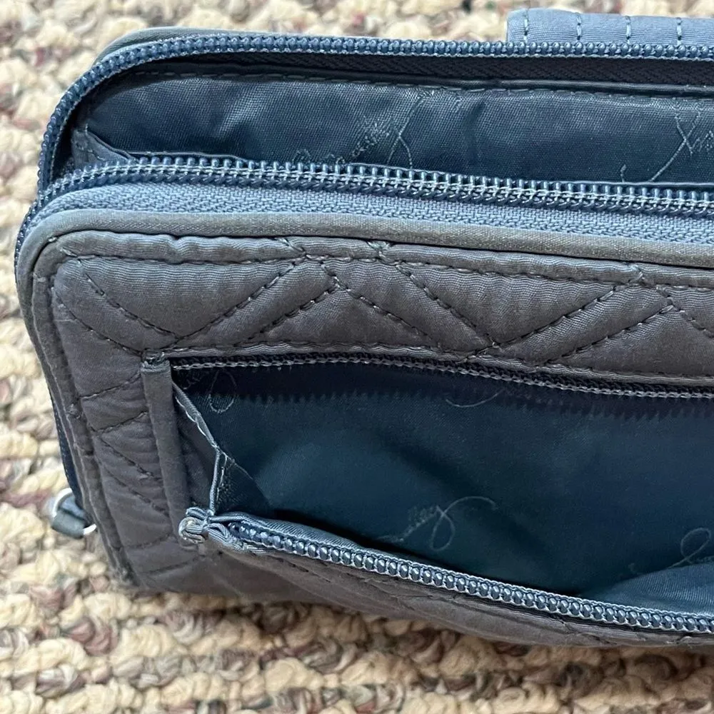 Vera Bradley Turnlock Wallet Gray Microfiber Zip Around Change Pouch Classic - Image 3