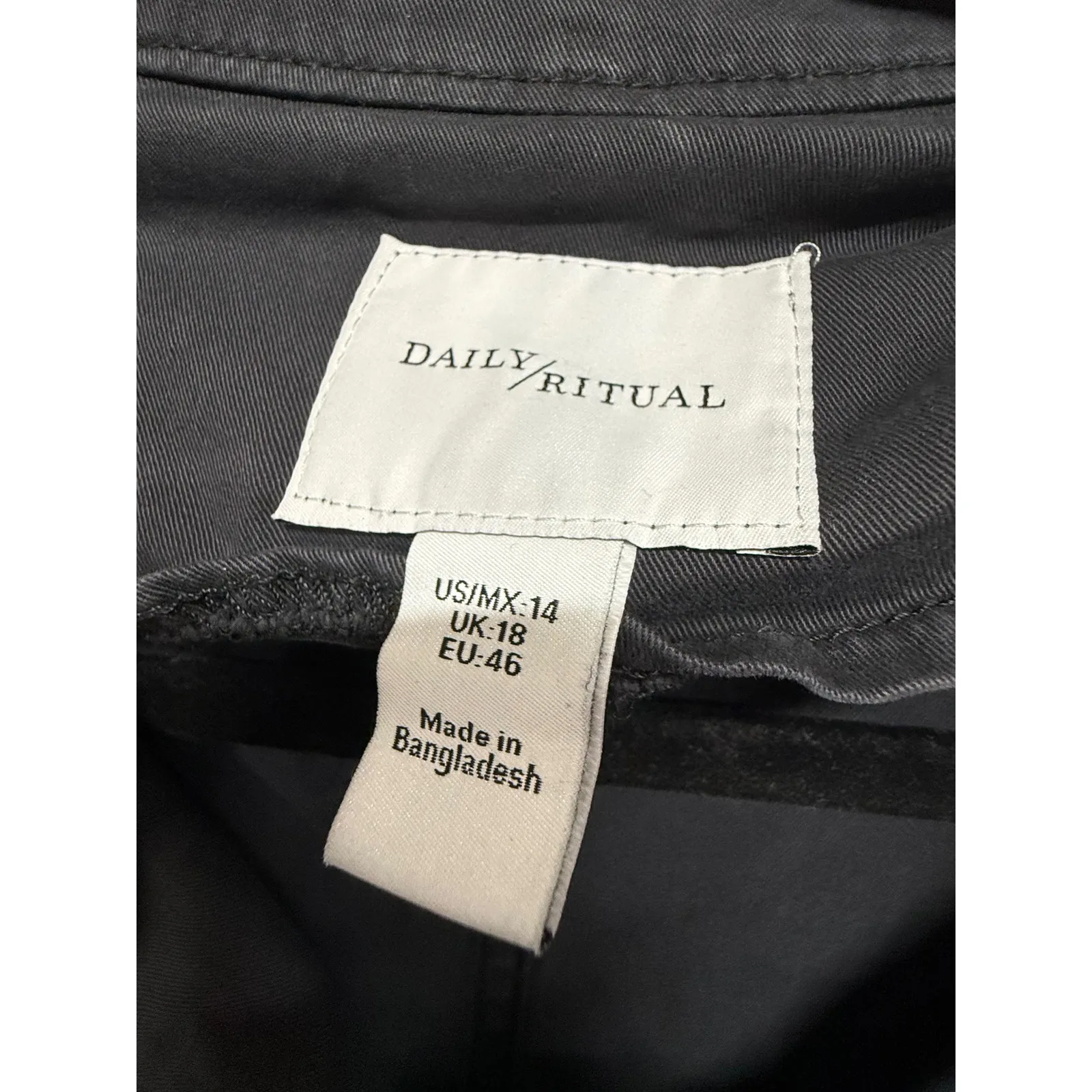 Womens Daily Ritual Jacket Charcoal Gray Size 14 Military Cargo Full Zip Up Black - Image 4