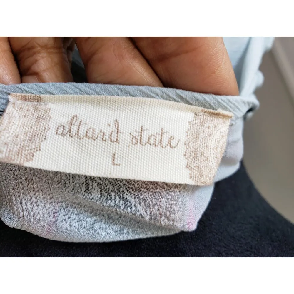 Altar'd State Knee Length Dress Womens L Blue Polyester Ruffle Surplice V Neck - Image 3