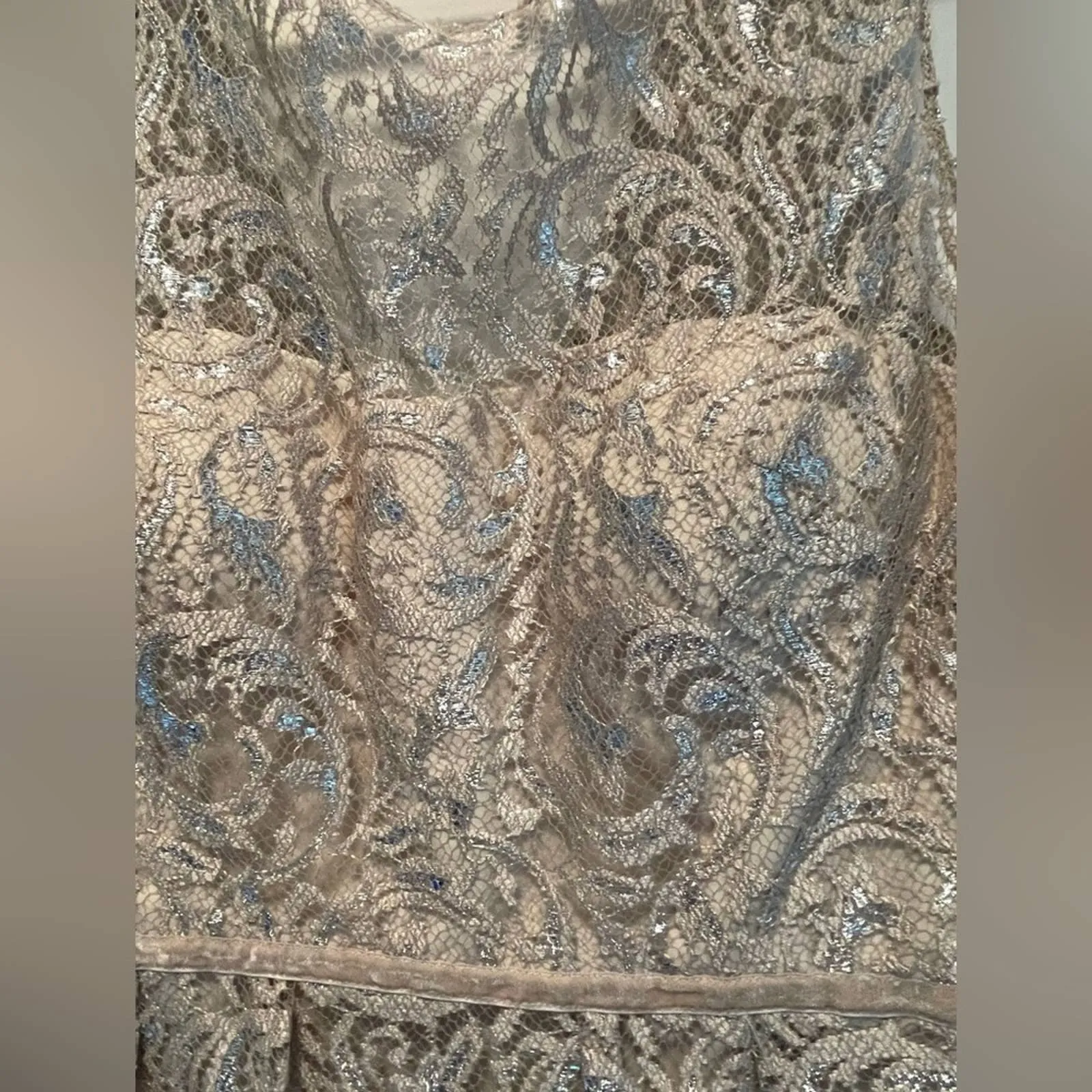 Jenny Yoo Harlow Sandstone Metallic Cocktail Dress size 14 - Image 6