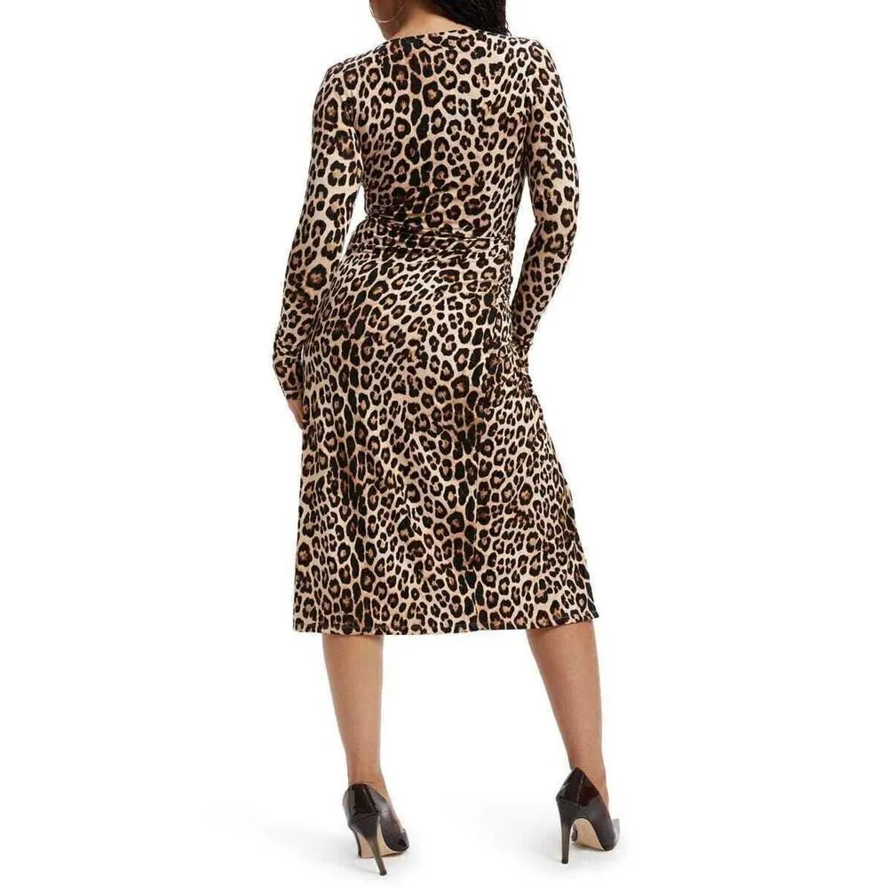 NEW Good American Good Touch Animal Print Long Sleeve Midi Dress size 0 XS - Image 2