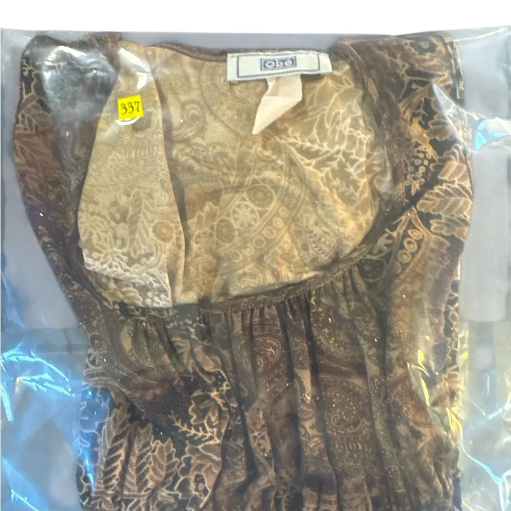 Obe‎ Brown and Gold Paisley Top Size L - Image 6