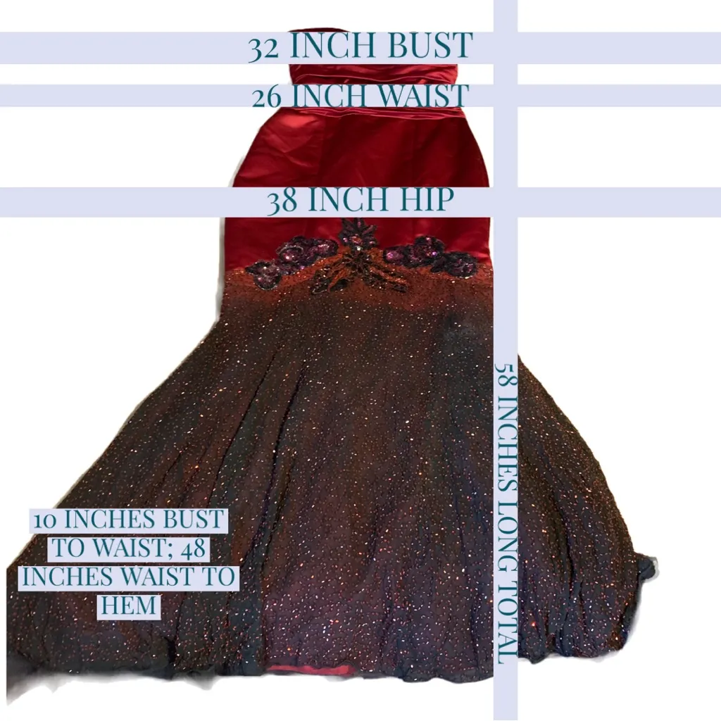 BELSOIE RED & BLACK STRAPLESS MERMAID STYLE SATIN BEADED GOWN (6) - Image 13