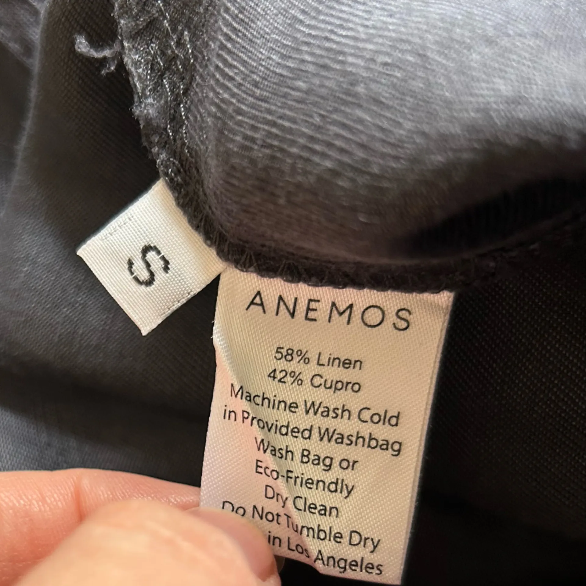 Anemos Dark Navy Tie Waist Linen Cupro Sleeveless Dress Size Small Blue - Image 7