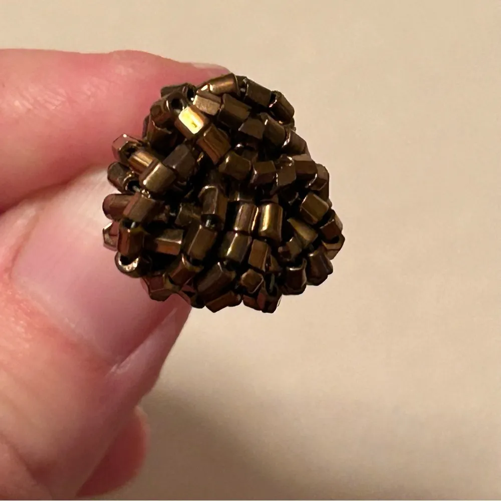 Premier Designs “Cocoa” Gold Plated Beaded Necklace And Clip Earrings Retired - Image 3