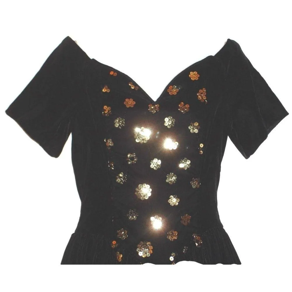 Vintage GUNNE SAX Velvet & Sequins Dress Small - Image 2