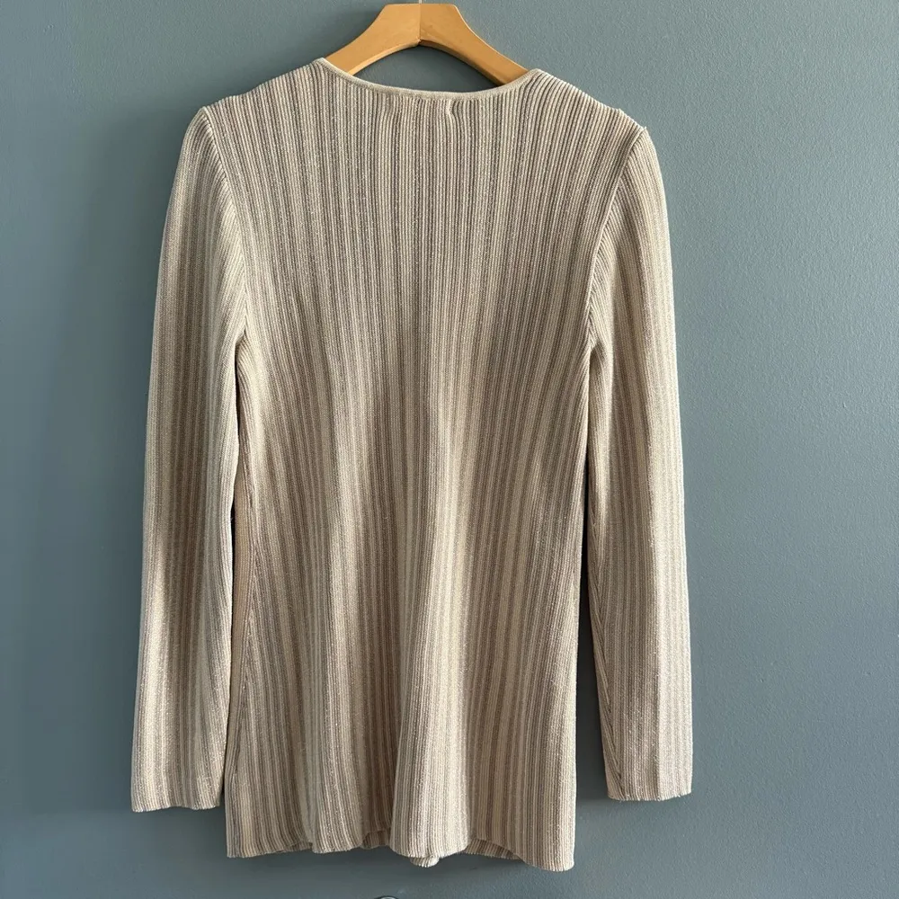 House of Harlow 1960 Striped Metallic Cardigan Pants Set Silver Size M - Image 8