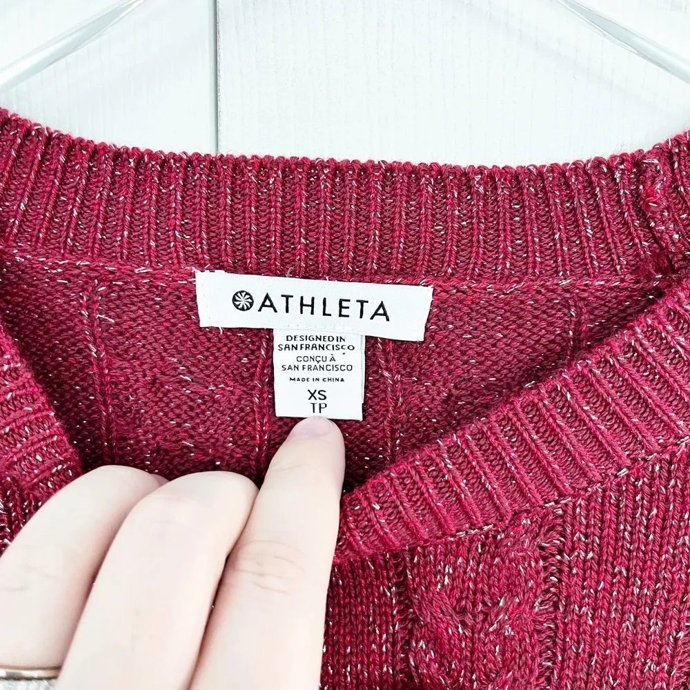 Athleta Crossroads Crew Sweater in Red Metallic - Image 5