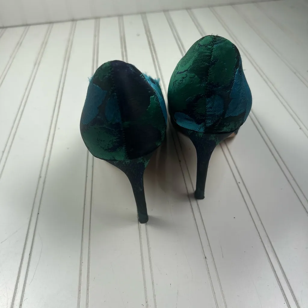 Vince Camuto VC Savilla Floral Blue Green Pointed Toe Heels Size 9M - Image 6