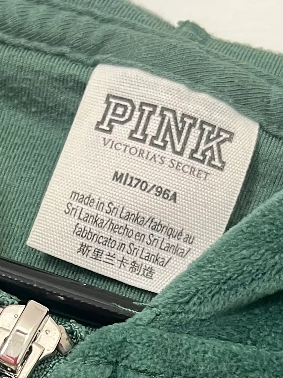 Victoria’s Secret Pink Velour Full Zip Hoodie Green Cozy Chic Y2K Velvety Size M - Image 7