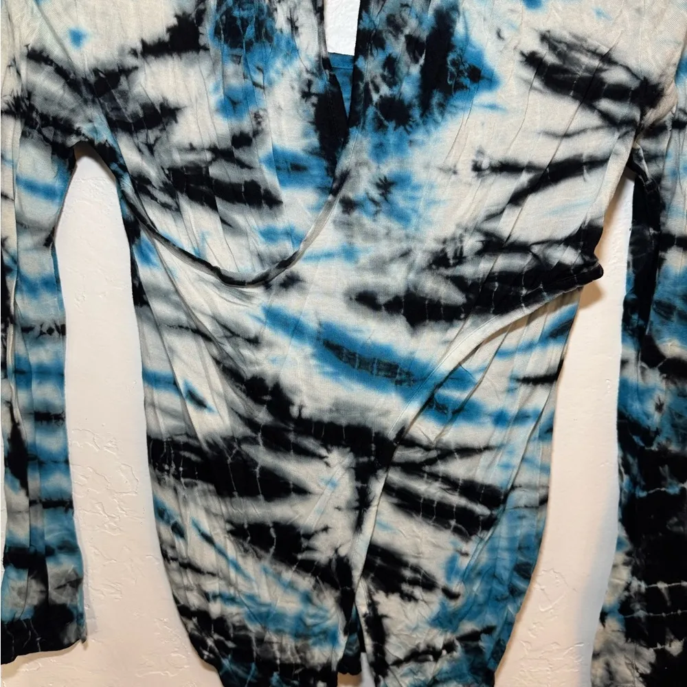 YOUNG, FABULOUS & BROKE TIE DYE LONG SLEEVE SHIRT OPEN BACK SMALL LAYERING EUC - Image 6