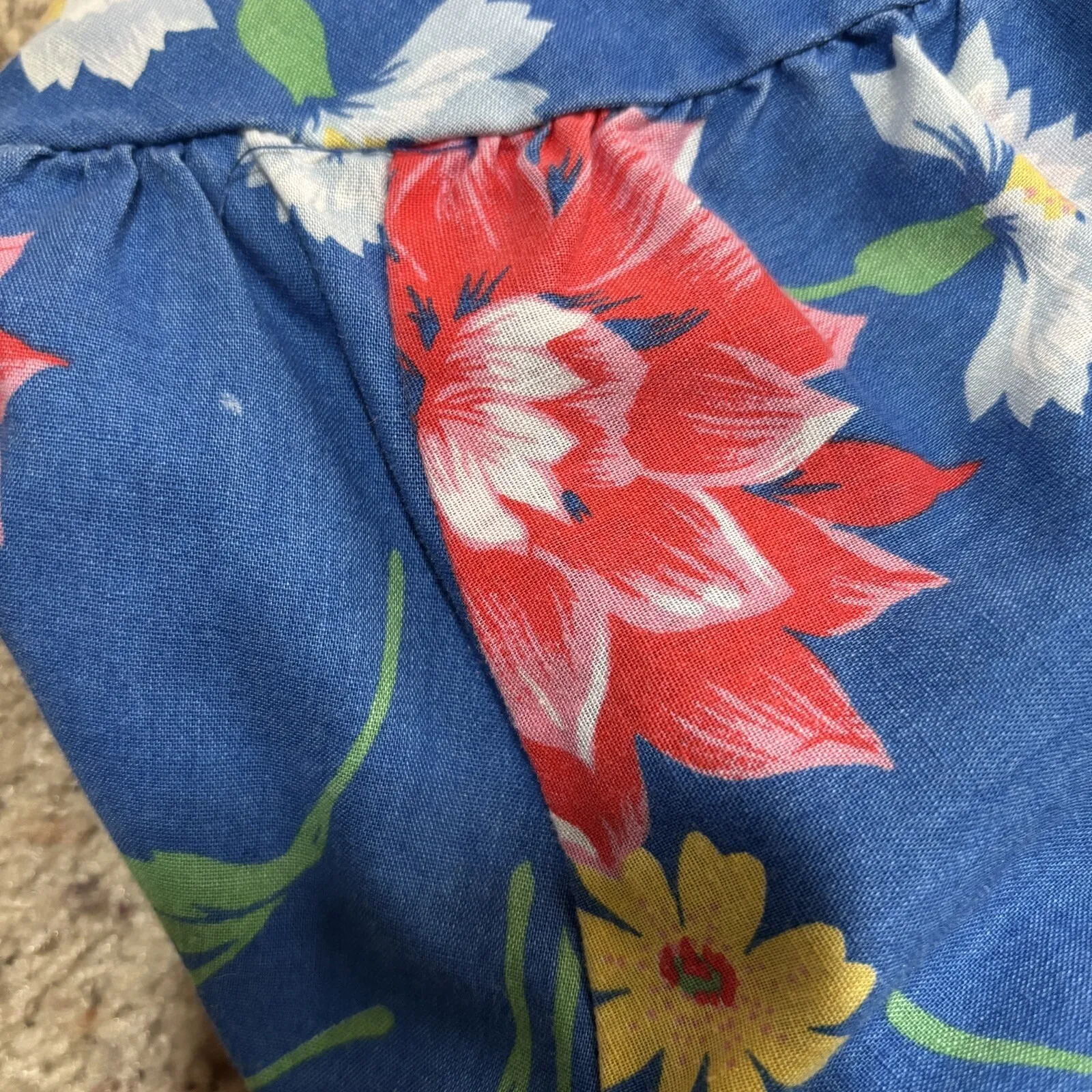 Vintage‎ 70s Hedy Lin Casuals Hawaiian Dress Blue Floral Size L - Image 5