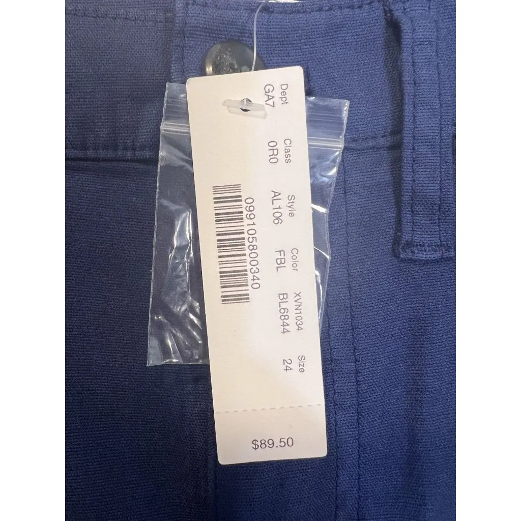 J. Crew Slim Wide Leg Pant Washed Canvas Size 24 Blue Career Business Casual NWT - Image 7