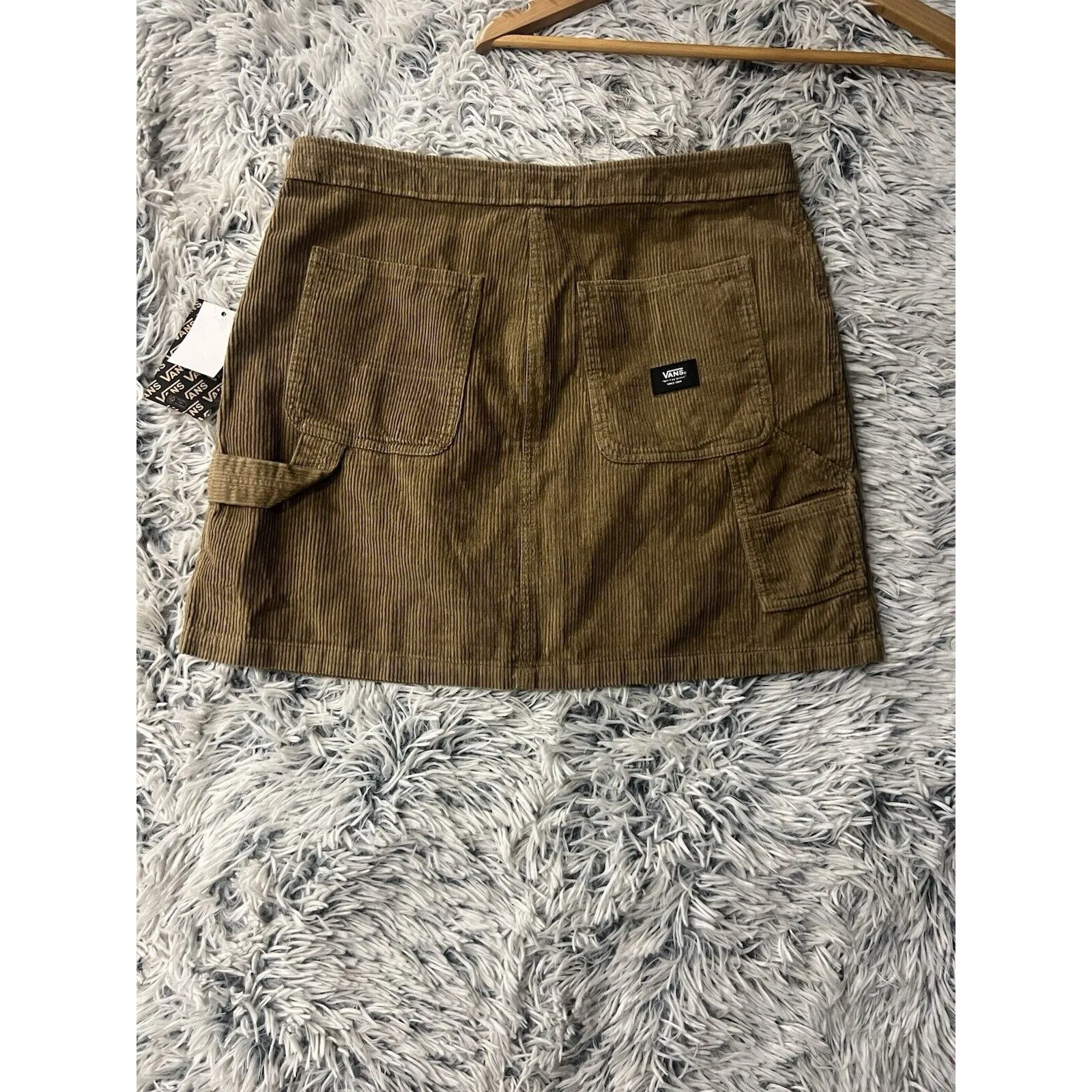 Vans Tan Ground Work‎ Corduroy Carpenter Mini Skirt 90s Grunge Style Size 29 - Image 3