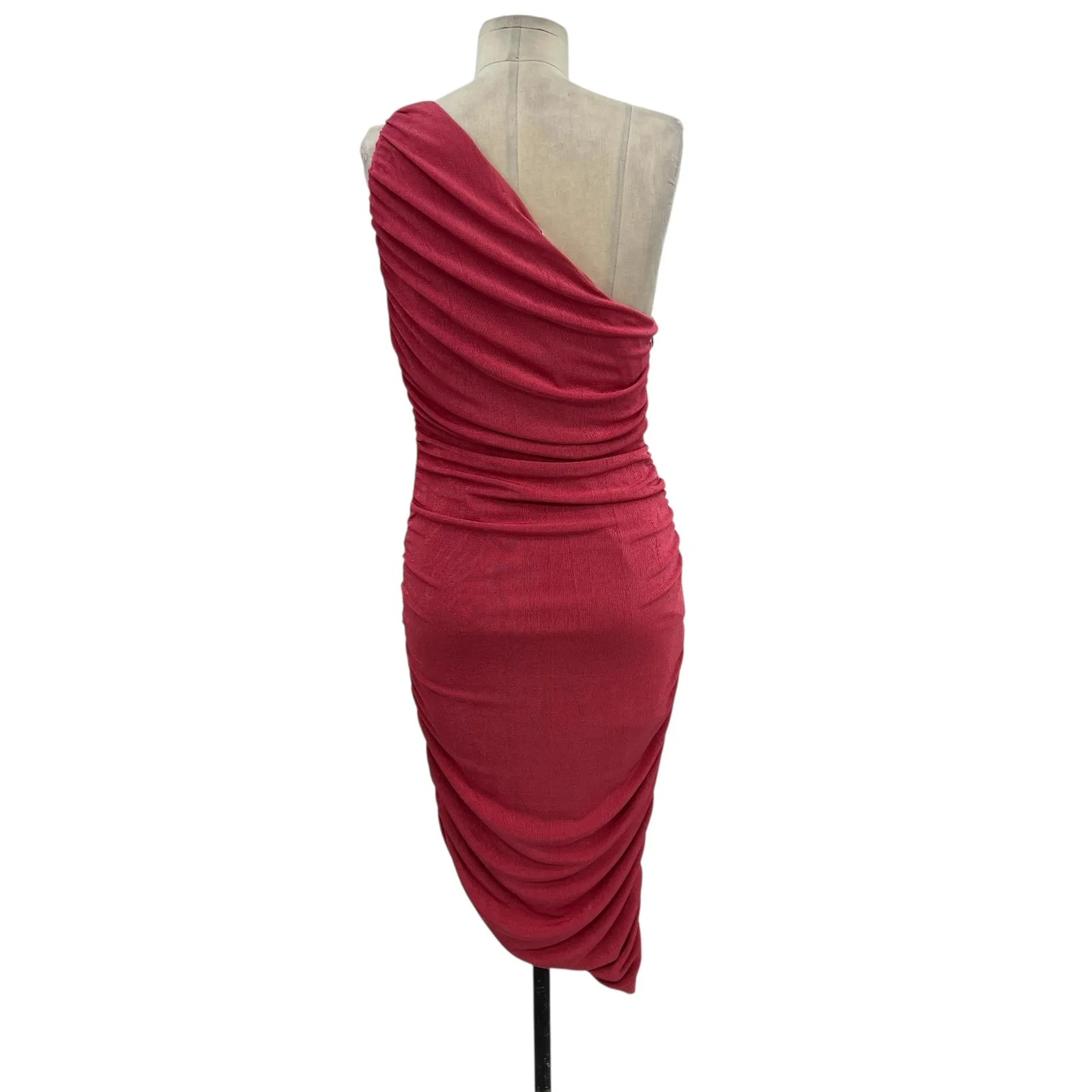 Likely Gemella Dress Midi Ruched Scrunched Bodycon One Shoulder Pink Size 12 - Image 9