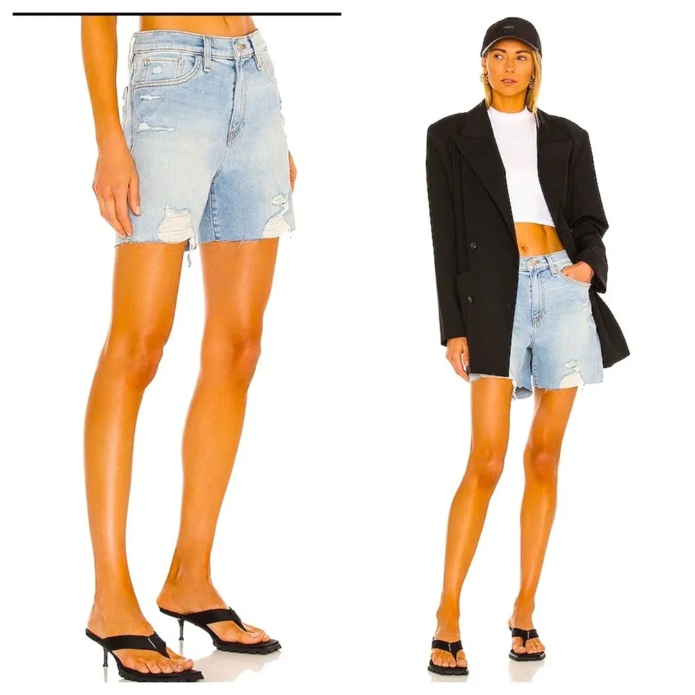 Hudson Jean Shorts NWT Revolve Devon High Rise Distressed Loose Fit Cutoff 32 - Image 4