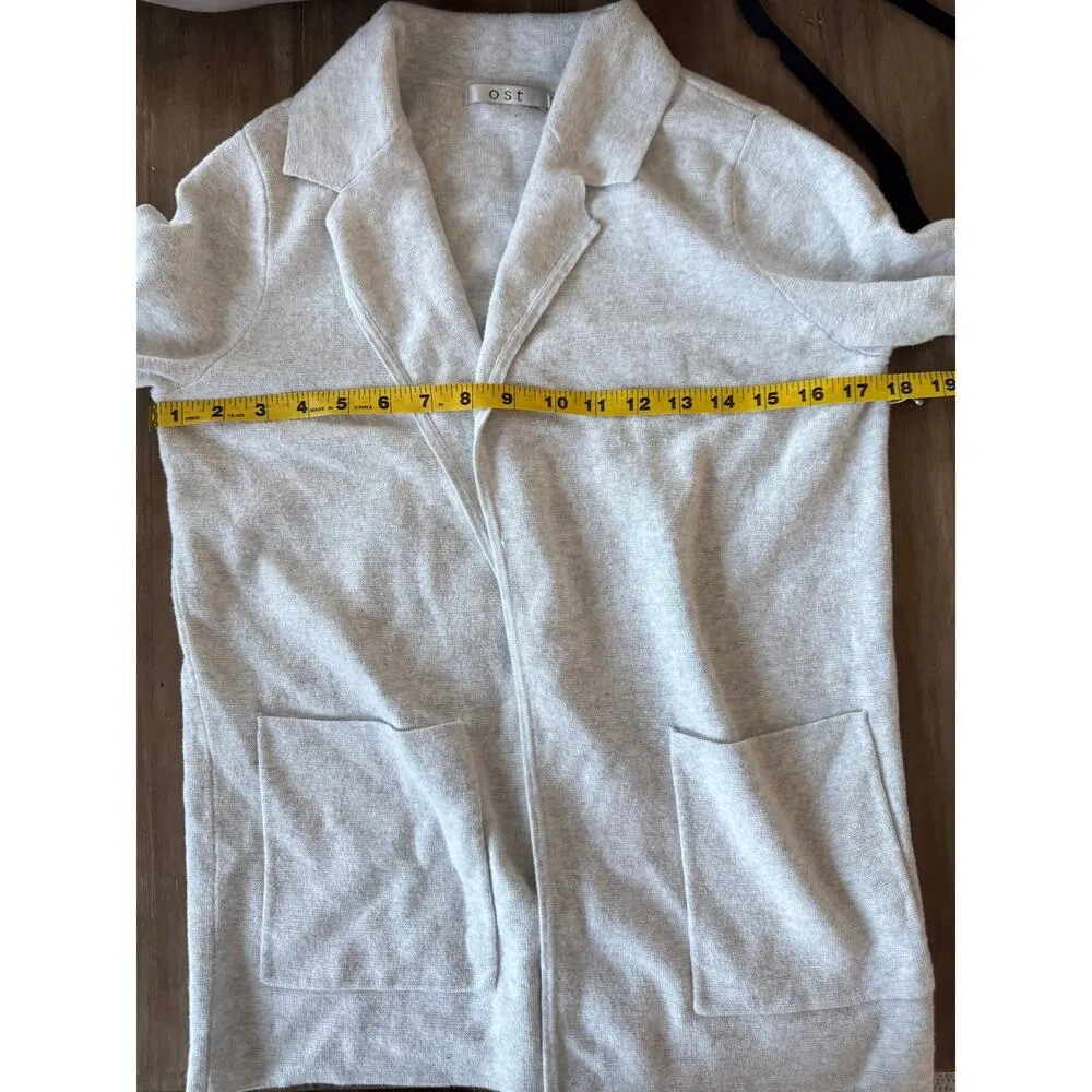 OST Women’s Open Front KnitCardigan XS Gray Cotton Soft Minimalist Lounge Jacket - Image 3