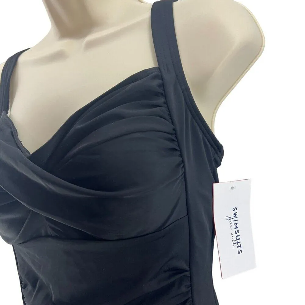 Swimsuits For All Black Ruched One Piece Swimsuit Womens Size 12 - Image 2