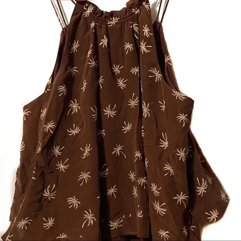 Madewell Dreamdrift Maroon Palm Tree Overlay Dress 10 Tropical Beachy Vacation‎ - Image 8