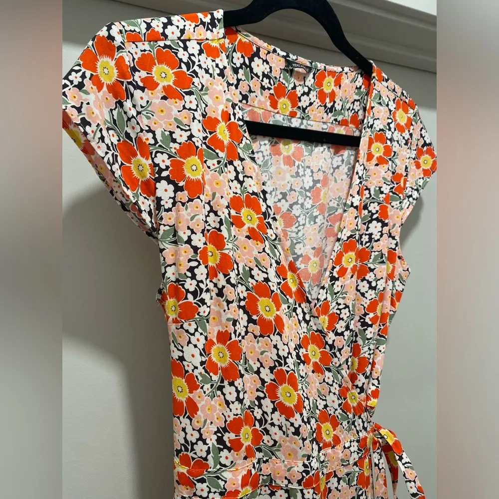 J. Crew Mercantile Multicolor Floral Midi Wrap Dress - S - Image 8