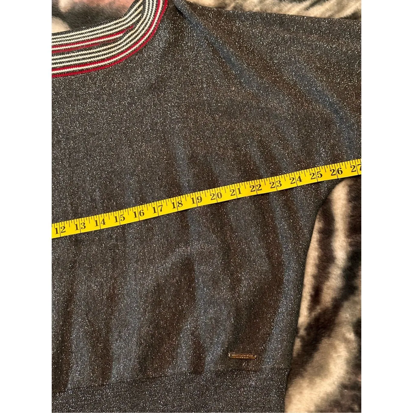 Marc New York Andrew Marc Pullover Sweater Women Large Gray Metallic Top - Image 8