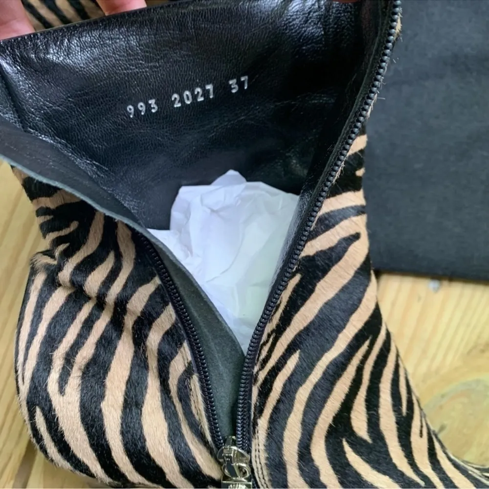 GIANNI VERSACE Iconic Y2K Zebra Ponyhair Stiletto Heel Ankle Boots EU 37 - Image 14