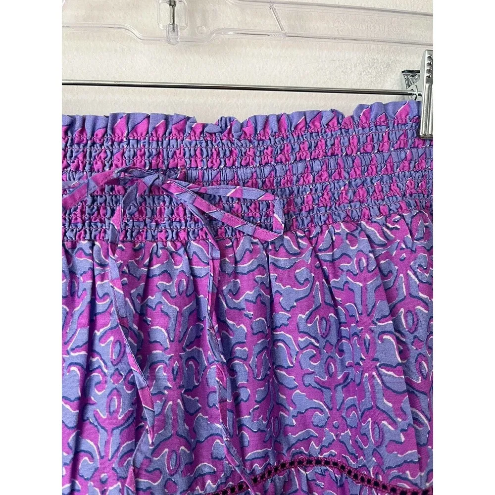 NWT Vineyard Vines Anegada Block Print Tiered Blue & Purple Mini Skirt Sz Medium - Image 4