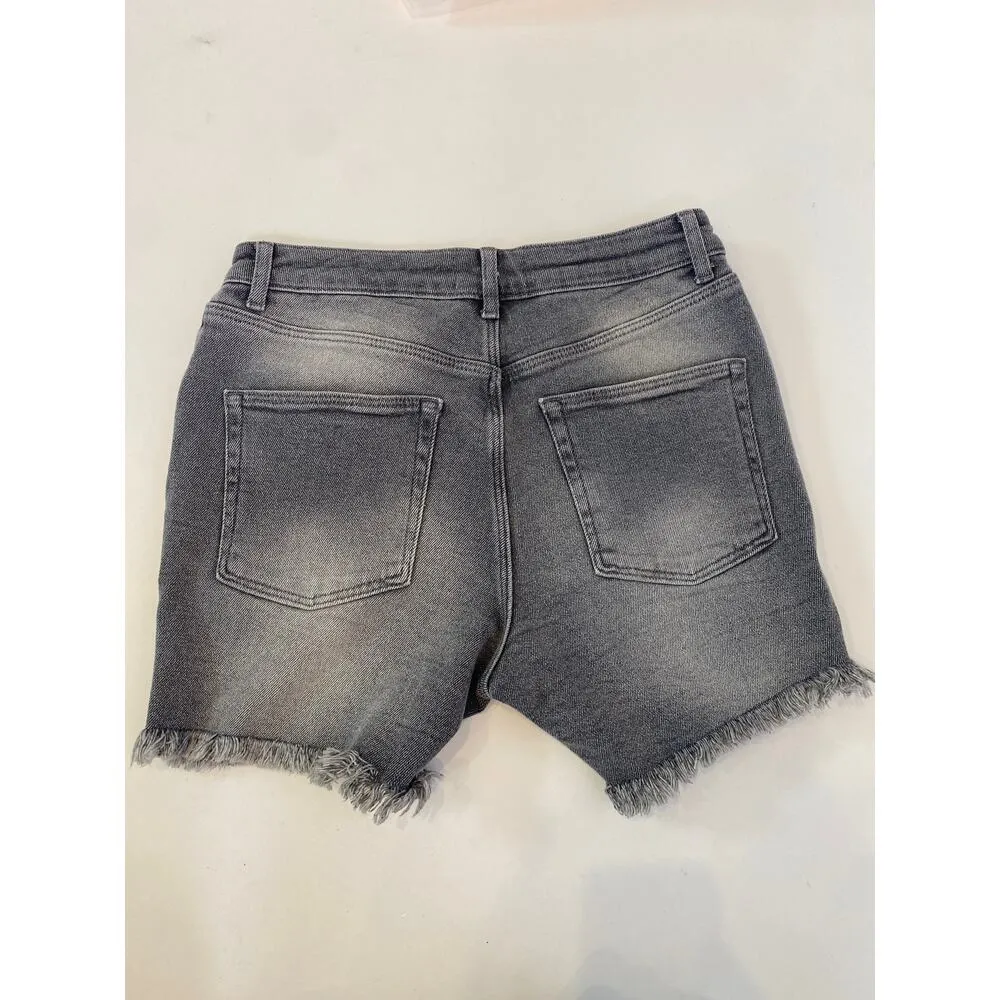 ASOS Gray Raw Hem Distressed Denim Jean Shorts Cotton EUC Sz 30 Mid Rise Casual - Image 7